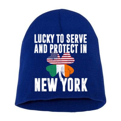 St Patricks Day Irish Police Officer In New York Gift Short Acrylic Beanie