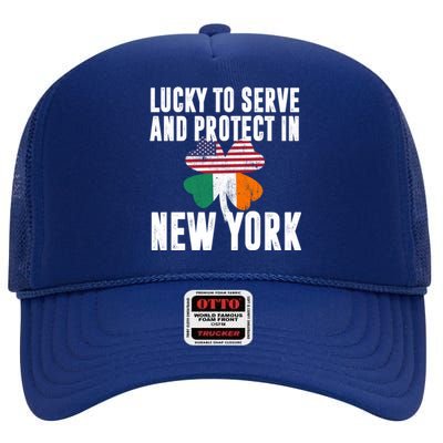 St Patricks Day Irish Police Officer In New York Gift High Crown Mesh Back Trucker Hat