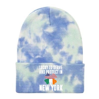 St Patricks Day Irish Police Officer In New York Gift Tie Dye 12in Knit Beanie