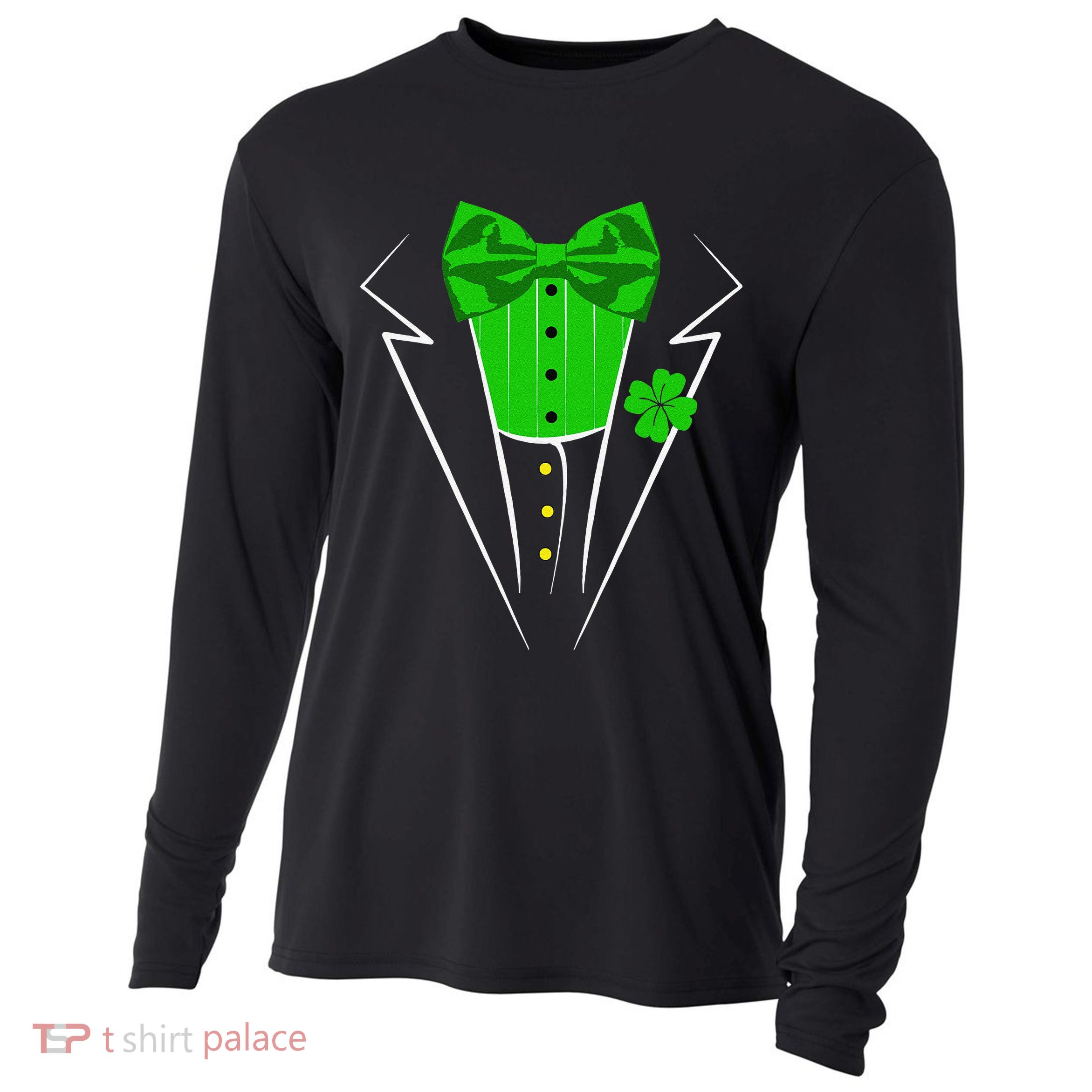 Saint Patrick's Day Irish Funny Tuxedo Costume Pub Cooling Performance Long Sleeve Crew