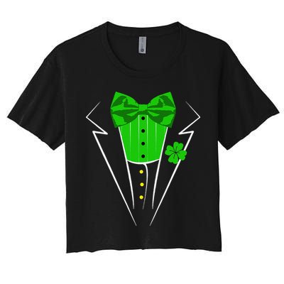 Saint Patrick's Day Irish Funny Tuxedo Costume Pub Crop Top