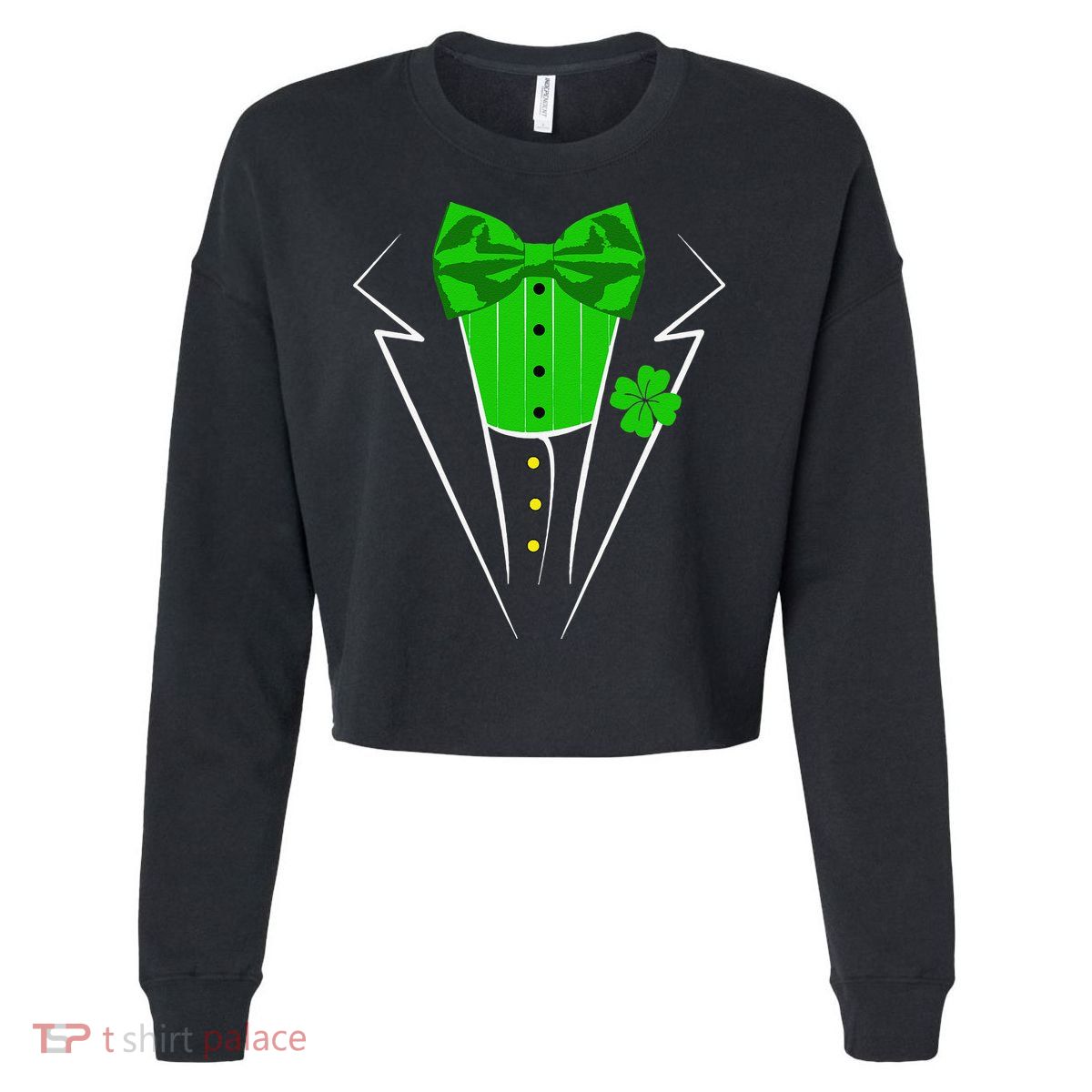 Saint Patrick's Day Irish Funny Tuxedo Costume Pub Cropped Pullover Crew