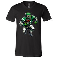 St Patricks Day Leprechaun Football Player Irish V-Neck T-Shirt