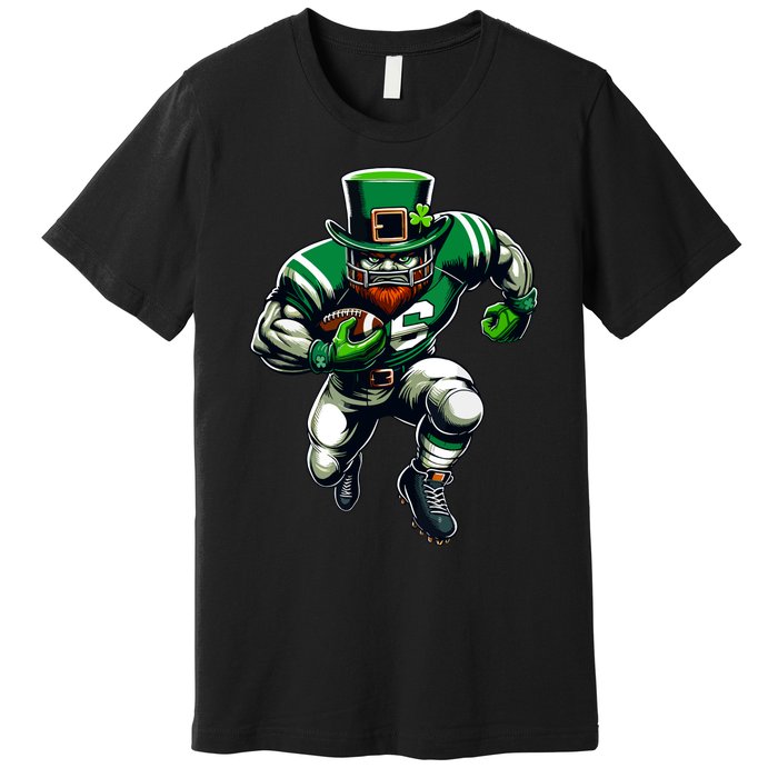 St Patricks Day Leprechaun Football Player Irish Premium T-Shirt