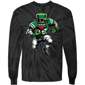 St Patricks Day Leprechaun Football Player Irish Tie-Dye Long Sleeve Shirt