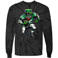 St Patricks Day Leprechaun Football Player Irish Tie-Dye Long Sleeve Shirt