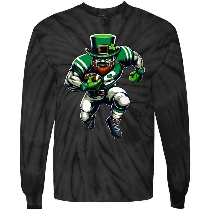 St Patricks Day Leprechaun Football Player Irish Tie-Dye Long Sleeve Shirt