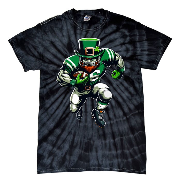 St Patricks Day Leprechaun Football Player Irish Tie-Dye T-Shirt