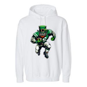 St Patricks Day Leprechaun Football Player Irish Garment-Dyed Fleece Hoodie