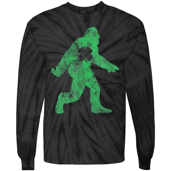 St Patricks Day Bigfoot Irish Sasqautch Saint Paddy's Gift Tie-Dye Long Sleeve Shirt