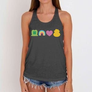 St Patricks Day Lucky Charm Pot Gold Irish Shamrock Rainbow Women's Knotted Racerback Tank