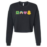 St Patricks Day Lucky Charm Pot Gold Irish Shamrock Rainbow Cropped Pullover Crew