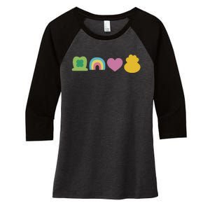 St Patricks Day Lucky Charm Pot Gold Irish Shamrock Rainbow Women's Tri-Blend 3/4-Sleeve Raglan Shirt