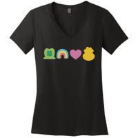 St Patricks Day Lucky Charm Pot Gold Irish Shamrock Rainbow Women's V-Neck T-Shirt