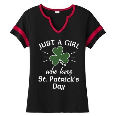 St Patricks Day Gift Just A Loves St Pats Gift Ladies Halftime Notch Neck Tee