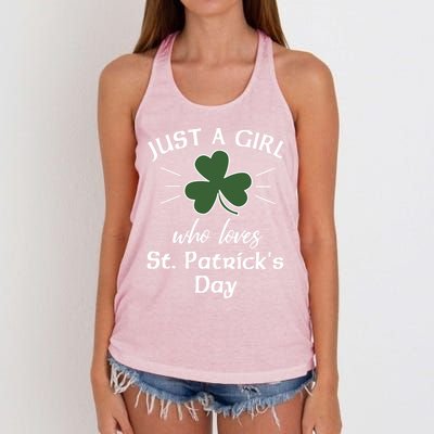 St Patricks Day Gift Just A Loves St Pats Gift Women's Knotted Racerback Tank