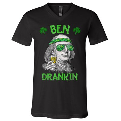St Patricks Day, Ben Drankin, Funny St Patricks Day, St Patricks Day Drinking V-Neck T-Shirt