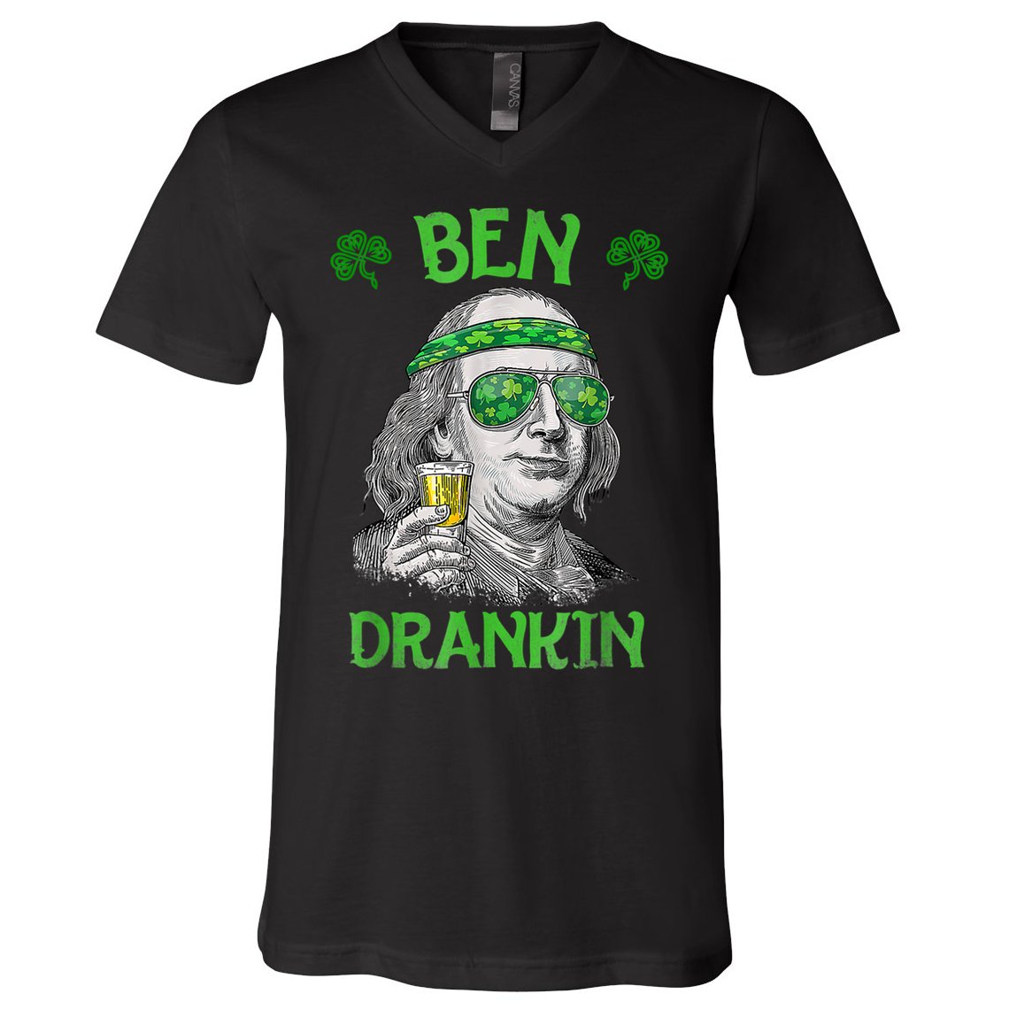 St Patricks Day, Ben Drankin, Funny St Patricks Day, St Patricks Day Drinking V-Neck T-Shirt