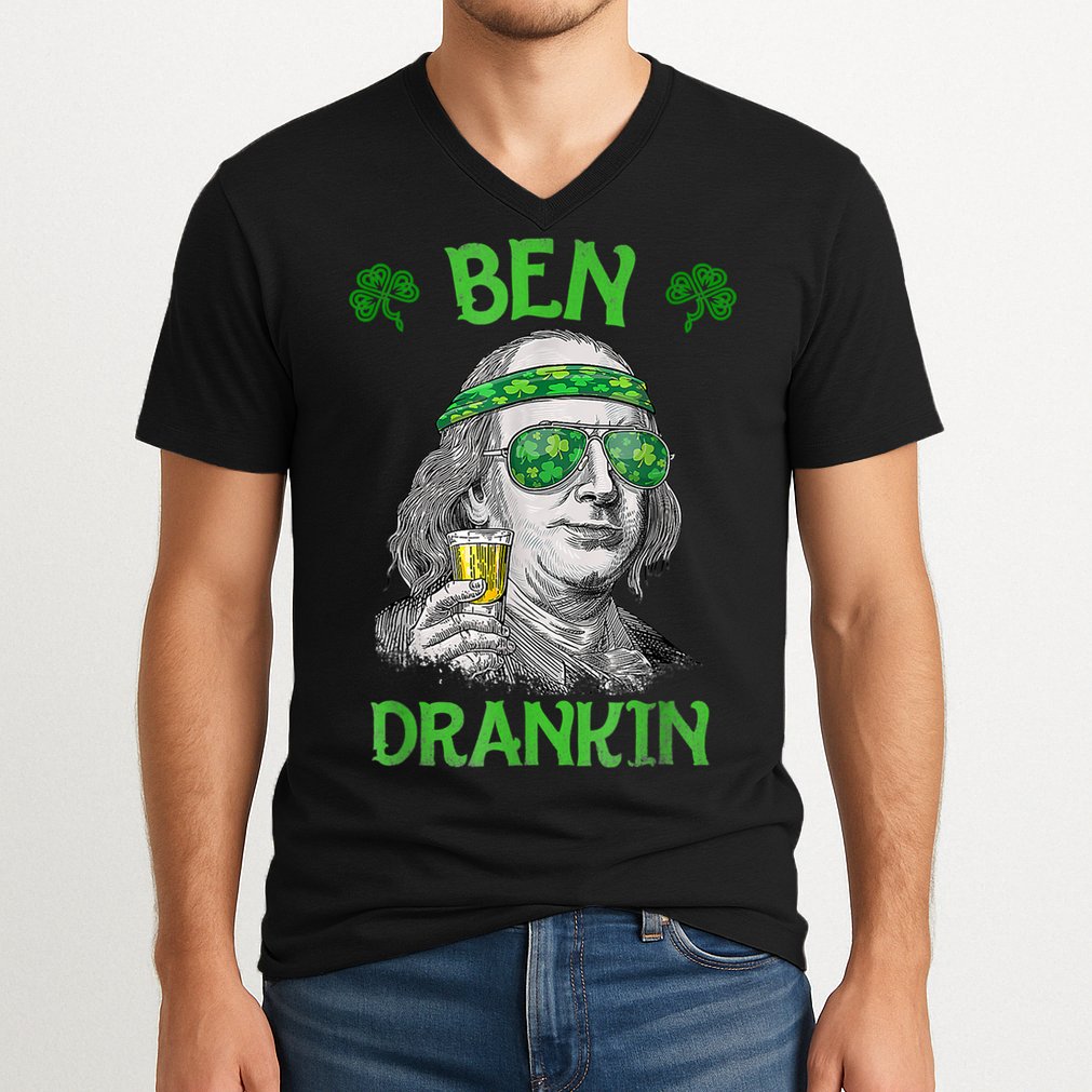 St Patricks Day, Ben Drankin, Funny St Patricks Day, St Patricks Day Drinking V-Neck T-Shirt