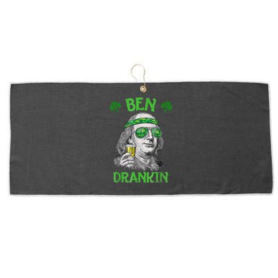 St Patricks Day, Ben Drankin, Funny St Patricks Day, St Patricks Day Drinking Large Microfiber Waffle Golf Towel