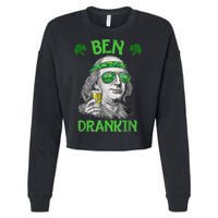 St Patricks Day, Ben Drankin, Funny St Patricks Day, St Patricks Day Drinking Cropped Pullover Crew