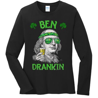 St Patricks Day, Ben Drankin, Funny St Patricks Day, St Patricks Day Drinking Ladies Long Sleeve Shirt