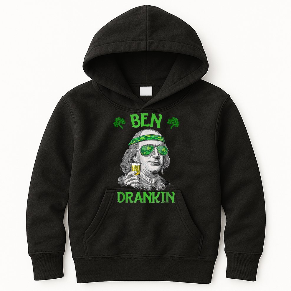 St Patricks Day, Ben Drankin, Funny St Patricks Day, St Patricks Day Drinking Kids Hoodie