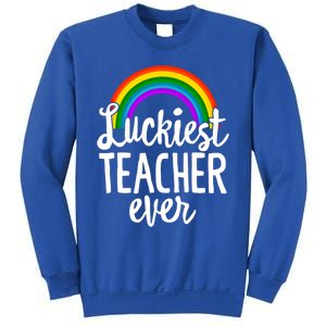 St Patricks Day Luckiest Teacher Ever Funny School Rainbow Gift Sweatshirt