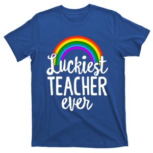 St Patricks Day Luckiest Teacher Ever Funny School Rainbow Gift T-Shirt