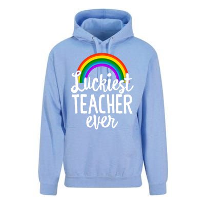 St Patricks Day Luckiest Teacher Ever Funny School Rainbow Gift Unisex Surf Hoodie