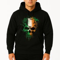 St Patricks Day Skull Irish Flag Teens Hoodie