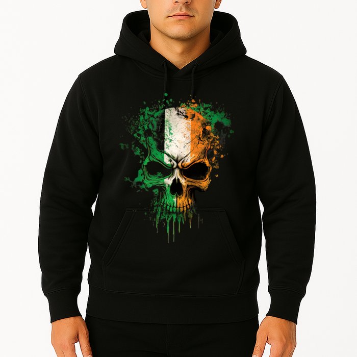 St Patricks Day Skull Irish Flag Teens Hoodie