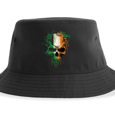 St Patricks Day Skull Irish Flag Teens Sustainable Bucket Hat