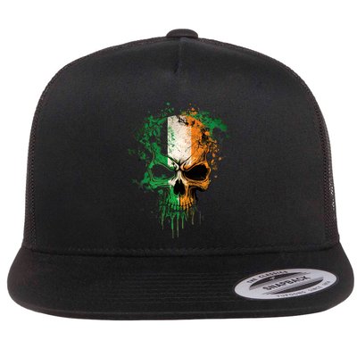 St Patricks Day Skull Irish Flag Teens Flatbill Hat