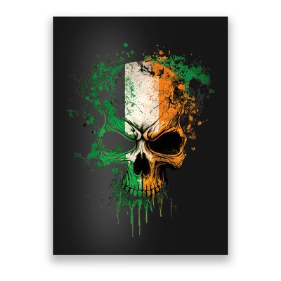 St Patricks Day Skull Irish Flag Teens Poster