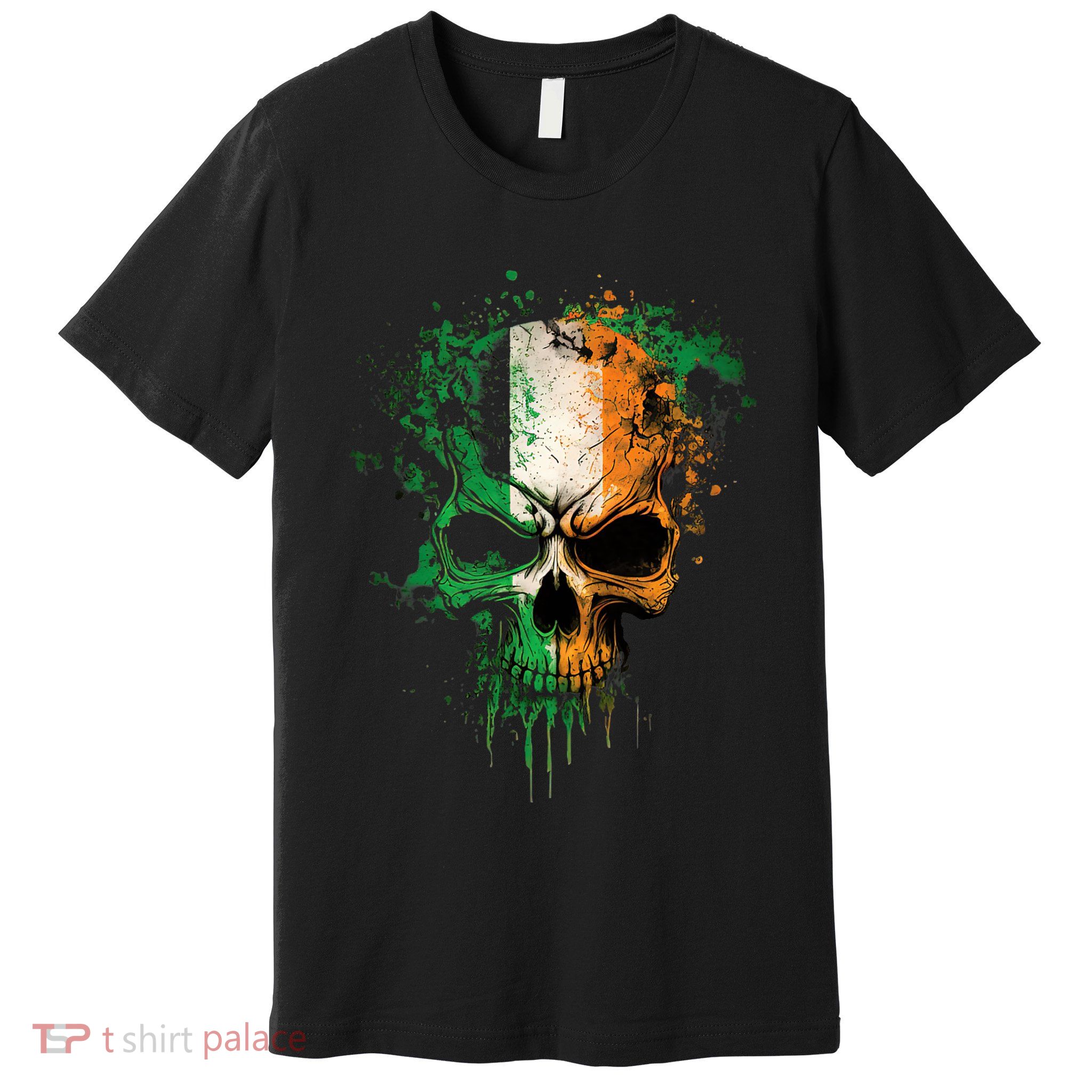 St Patricks Day Skull Irish Flag Teens Premium T-Shirt