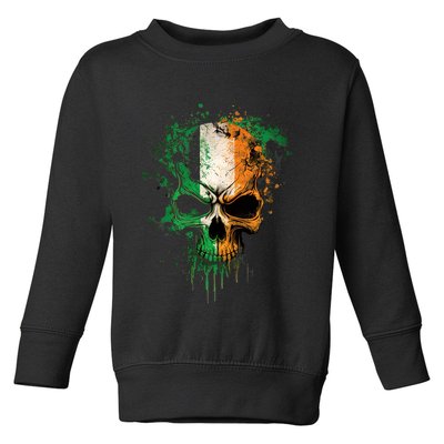 St Patricks Day Skull Irish Flag Teens Toddler Sweatshirt