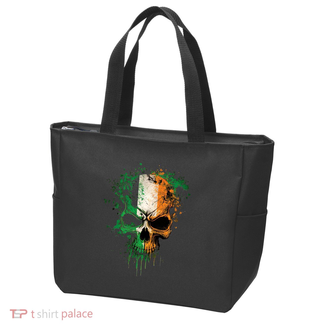 St Patricks Day Skull Irish Flag Teens Zip Tote Bag