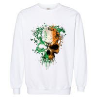 St Patricks Day Skull Irish Flag Teens Garment-Dyed Sweatshirt