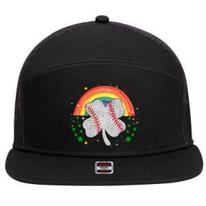 Saint Patricks Day Shenanigans Rainbow Baseball Shamrock Gift 7 Panel Mesh Trucker Snapback Hat