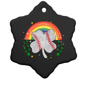 Saint Patricks Day Shenanigans Rainbow Baseball Shamrock Gift Ceramic Star Ornament