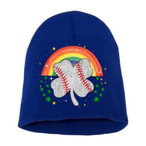 Saint Patricks Day Shenanigans Rainbow Baseball Shamrock Gift Short Acrylic Beanie