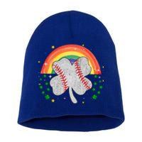 Saint Patricks Day Shenanigans Rainbow Baseball Shamrock Gift Short Acrylic Beanie