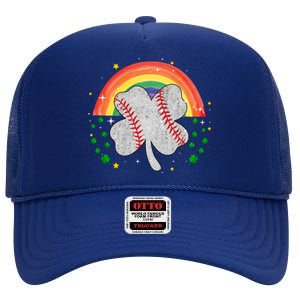 Saint Patricks Day Shenanigans Rainbow Baseball Shamrock Gift High Crown Mesh Back Trucker Hat