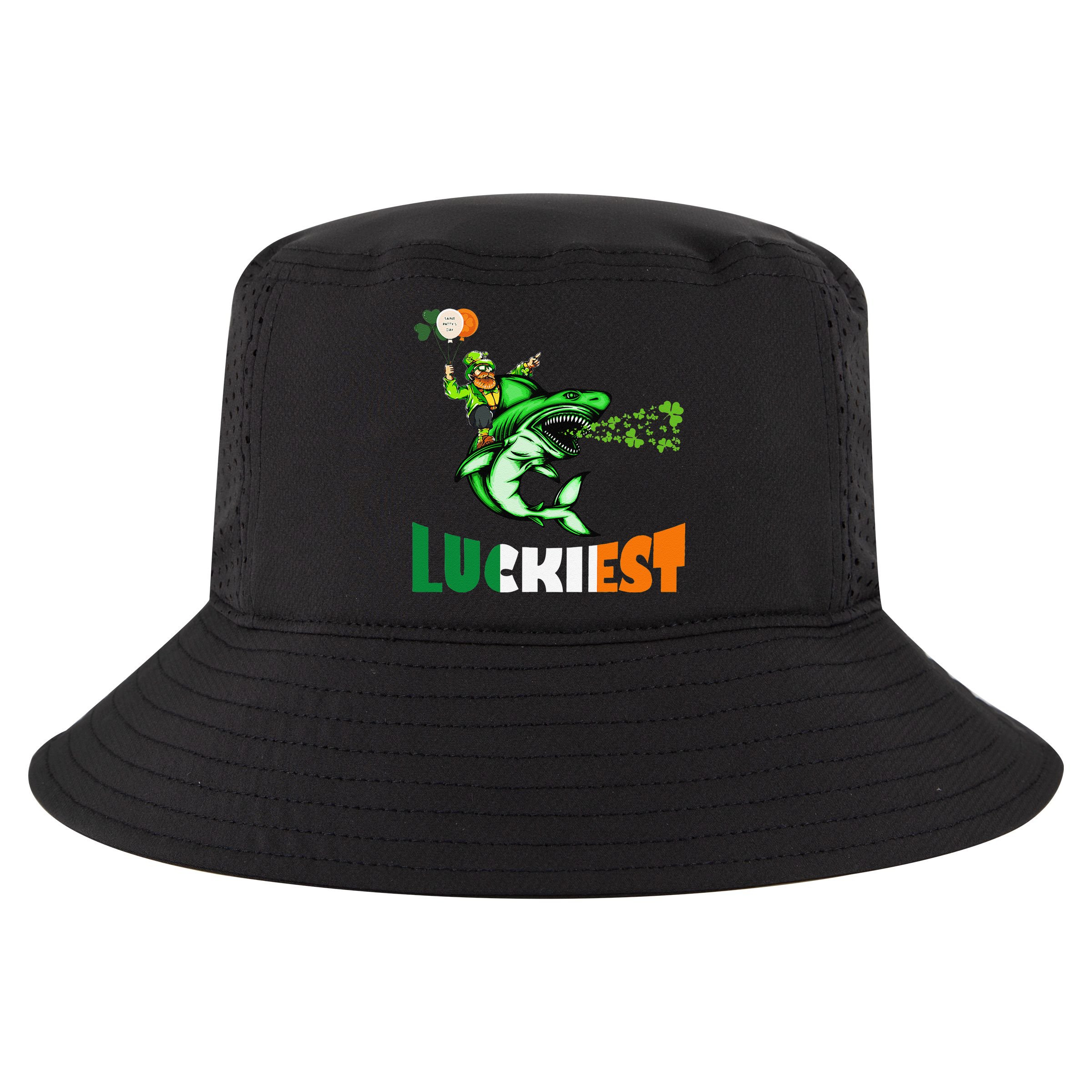 Saint Patrick's Day Funny Leprechaun Riding Shark Best Gift Cool Comfort Performance Bucket Hat