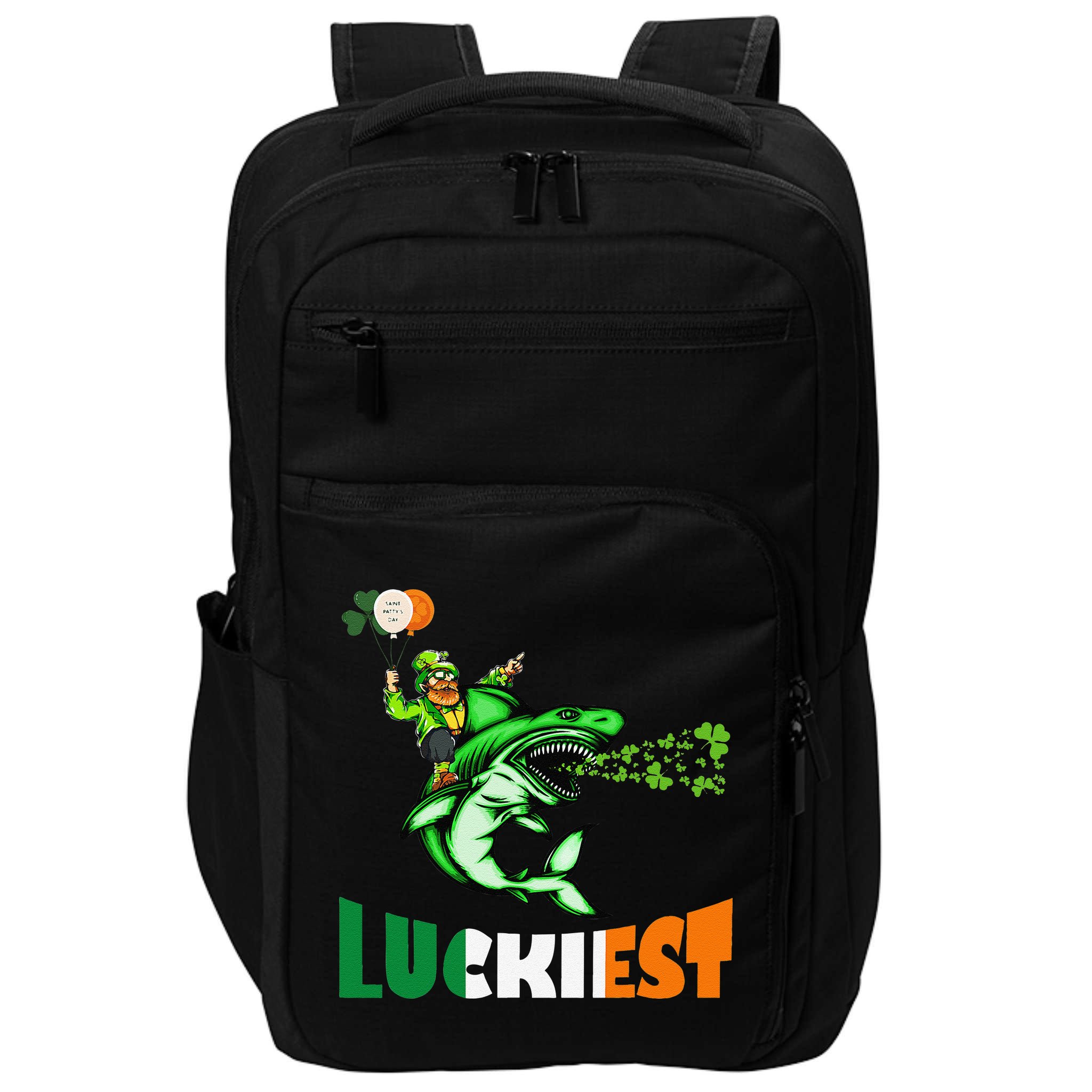 Saint Patrick's Day Funny Leprechaun Riding Shark Best Gift Impact Tech Backpack