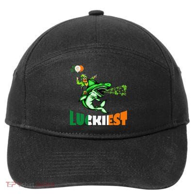 Saint Patrick's Day Funny Leprechaun Riding Shark Best Gift 7-Panel Snapback Hat