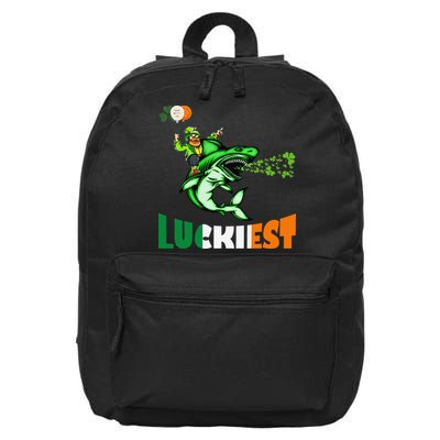 Saint Patrick's Day Funny Leprechaun Riding Shark Best Gift 16 in Basic Backpack