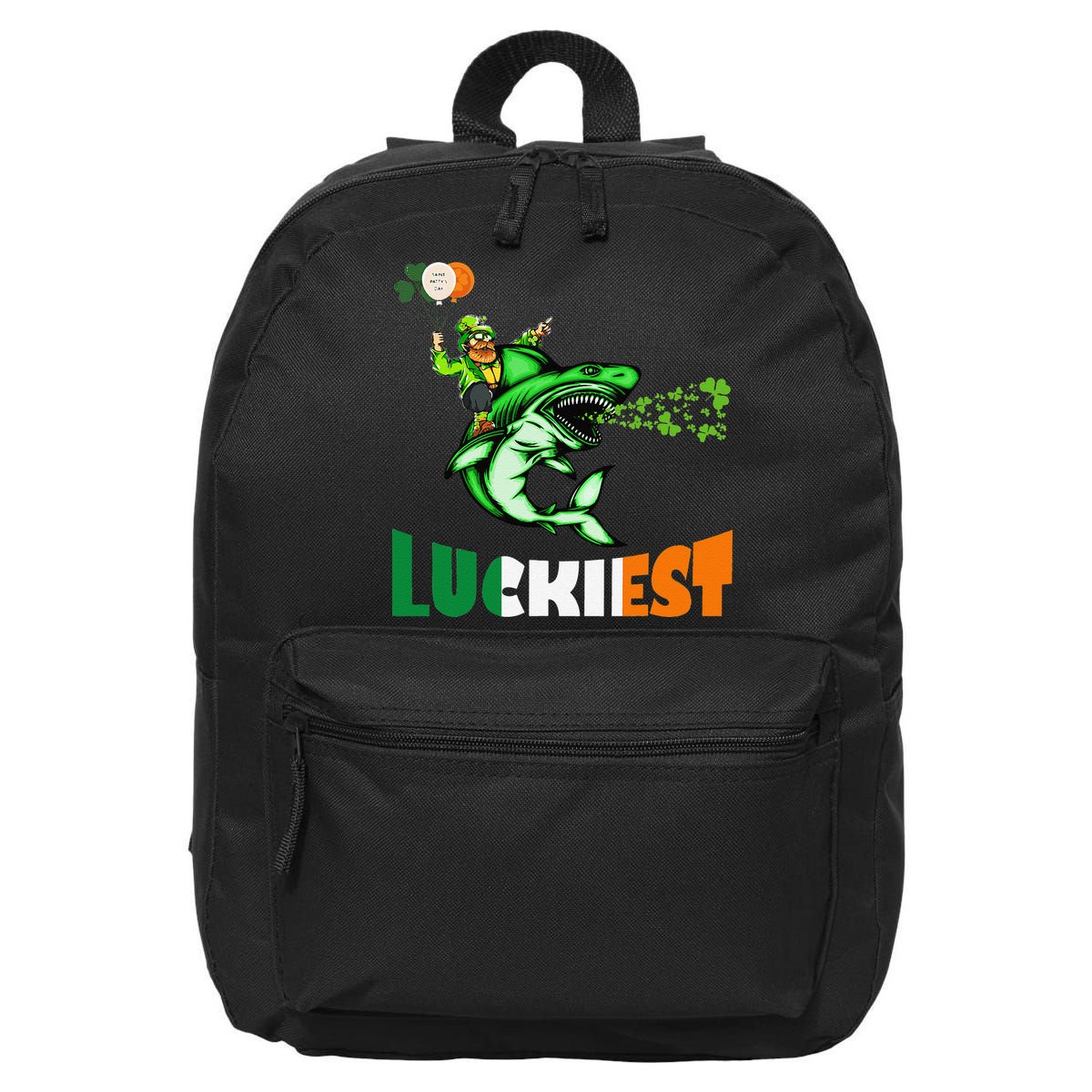 Saint Patrick's Day Funny Leprechaun Riding Shark Best Gift 16 in Basic Backpack