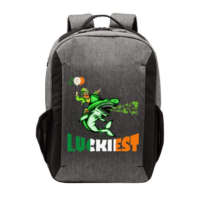 Saint Patrick's Day Funny Leprechaun Riding Shark Best Gift Vector Backpack